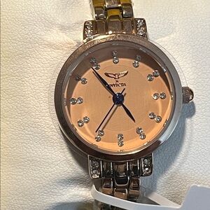 Invicta Gold Angel I 25mm Rose Gold Women's Watch with Crystal Markers BNIB